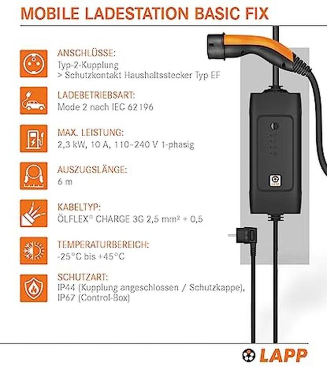 Produktbild Lapp Mobility Ev-mobile Charger Basic Fix (2.30 kW, 10 A, 6 m)