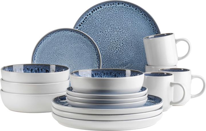 Beige, Blue, Dark speckles, Green