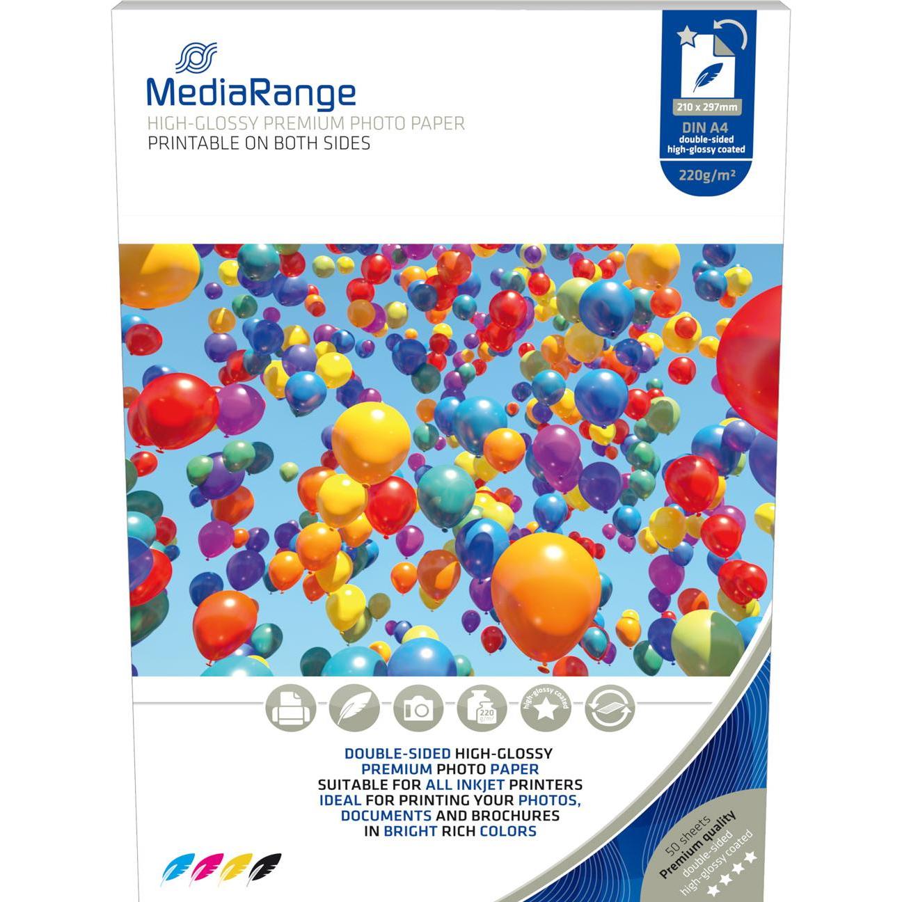 MediaRange Fotopapier (220 g/m², A4, 50 x), Fotopapier, Weiss