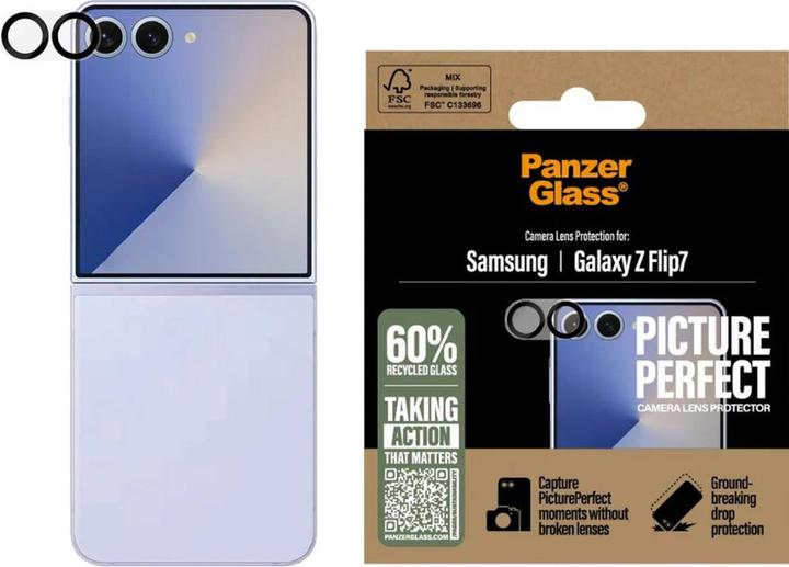 Actual product image PanzerGlass ® PicturePerfect Camera Lens Protector Samsung Galaxy Z Flip7 (1 pcs., Samsung Galaxy Z Flip7)