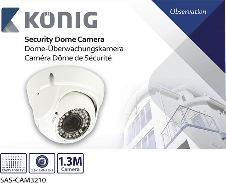 Produktbild König Chain KÃ¶nig SAS-CAM3210 Dome Surveillance Camera with Zoom Lens, White