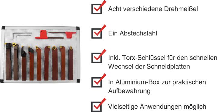 Actual product image Paulimot Turning tool set with indexable inserts, 12 mm, 9-piece