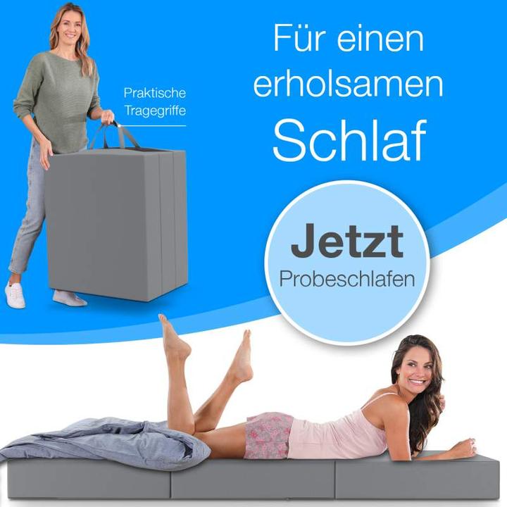 Produktbild Bestschlaf Klappmatratze, 3-teilige Faltmatratze, Reisebett, Gästematratze (75 x 195 cm, Schaumstoffkern)