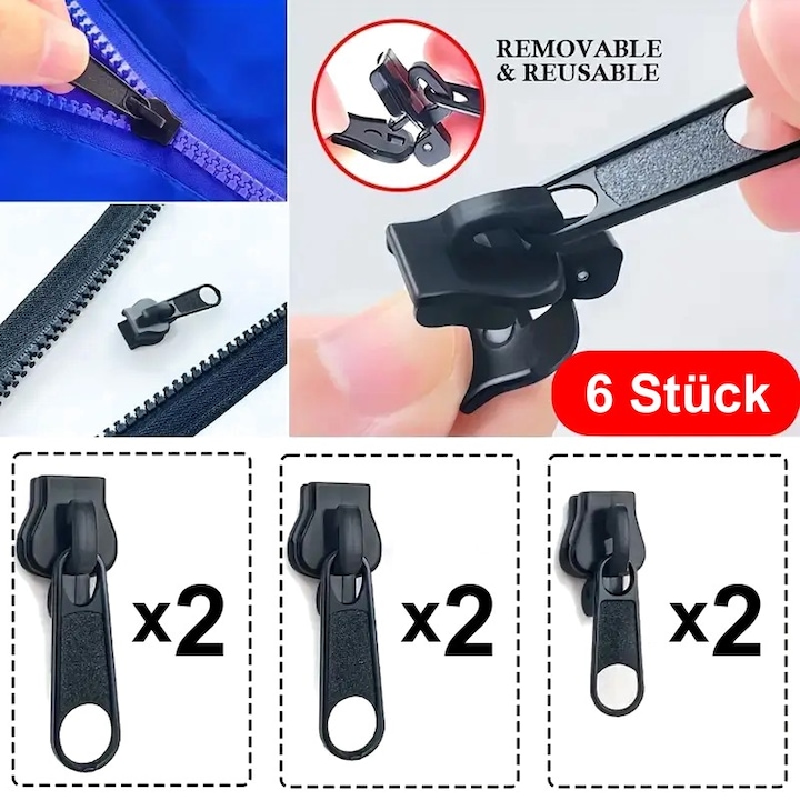 Produktbild Cbx 6 Stück Ersatz-Reissverschlussschieber, Reissverschluss Ersatz Zipper