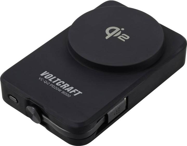Produktbild Voltcraft VC-Qi2 PD20W 8000 Powerbank 8000 mAh Fast Charge LiPo Schwarz Statusa (8000 mAh, 20 W, 29.60 Wh)