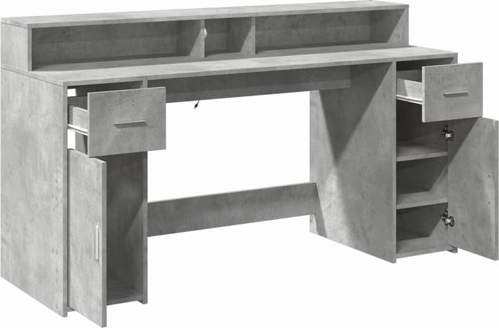 Immagine prodotto VidaXL Scrivania LED Scrivania per computer Scrivania per PC Scrivania per ufficio grigio cemento (160 x 55 x 91 cm)