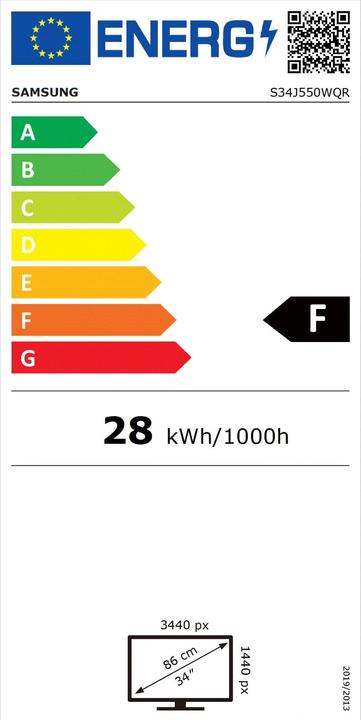 Etichetta energetica Samsung LS34J550WQRXEN (3440 x 1440 pixel, 34")