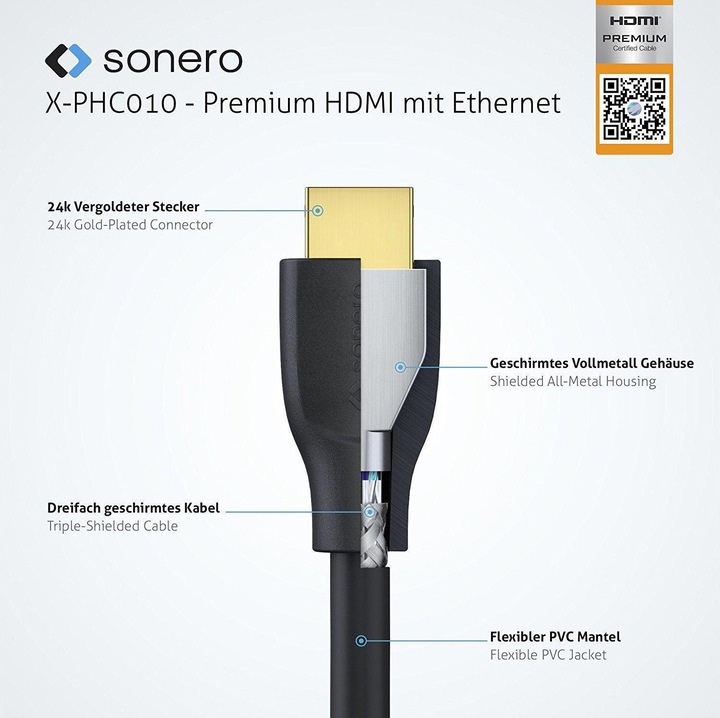 Productafbeelding Sonero HDMI (Type A) - HDMI (Type A) (0.50 m, HDMI)