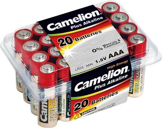 Actual product image Camelion 11102003 - Batteries Plus Alkaline AAA / LR03, 20 pieces, capacity 1250 mAh, powerful (20 pcs., AAA, 1250 mAh)