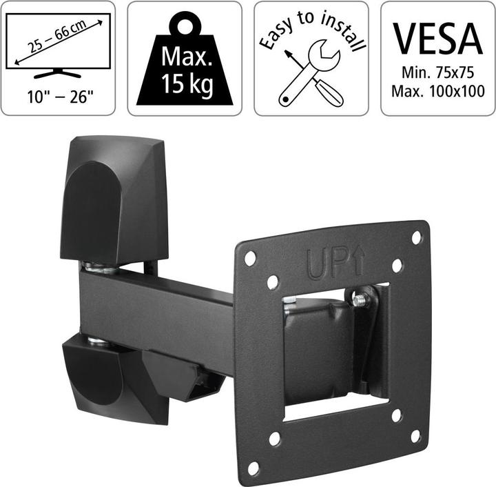 Produktbild Hama TV-Wandhalterung, schwenkbar, neigbar, 66 cm (26") bis 15 kg (Wand, 26", 15 kg)