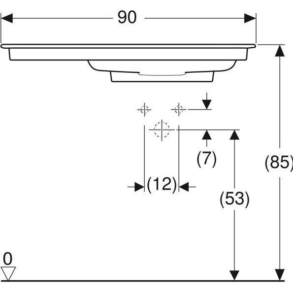 Thumbnail - Geberit, Spülbecken, ONE Möbelwaschtisch Abgang horizontal, Ablagefläche links, 90x13,1x47,5cm, 505.0 (Einbauspüle, 47.5...