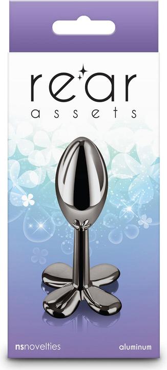 Actual product image NS Novelties Rear Assets Clover Gunmetal Anal Plug Black 9.2 cm