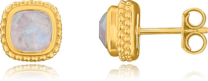 Image du produit Leyda Boucles d'oreilles carrées en pierre de lune arc-en-ciel (Argent 925 1 micron Jaune Vergo)