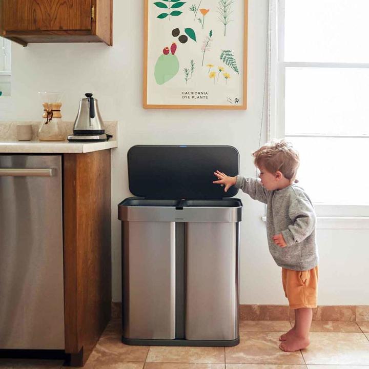 Actual product image Simplehuman Waste garbage can Dual Compartmen 25 l, silver (25 l)