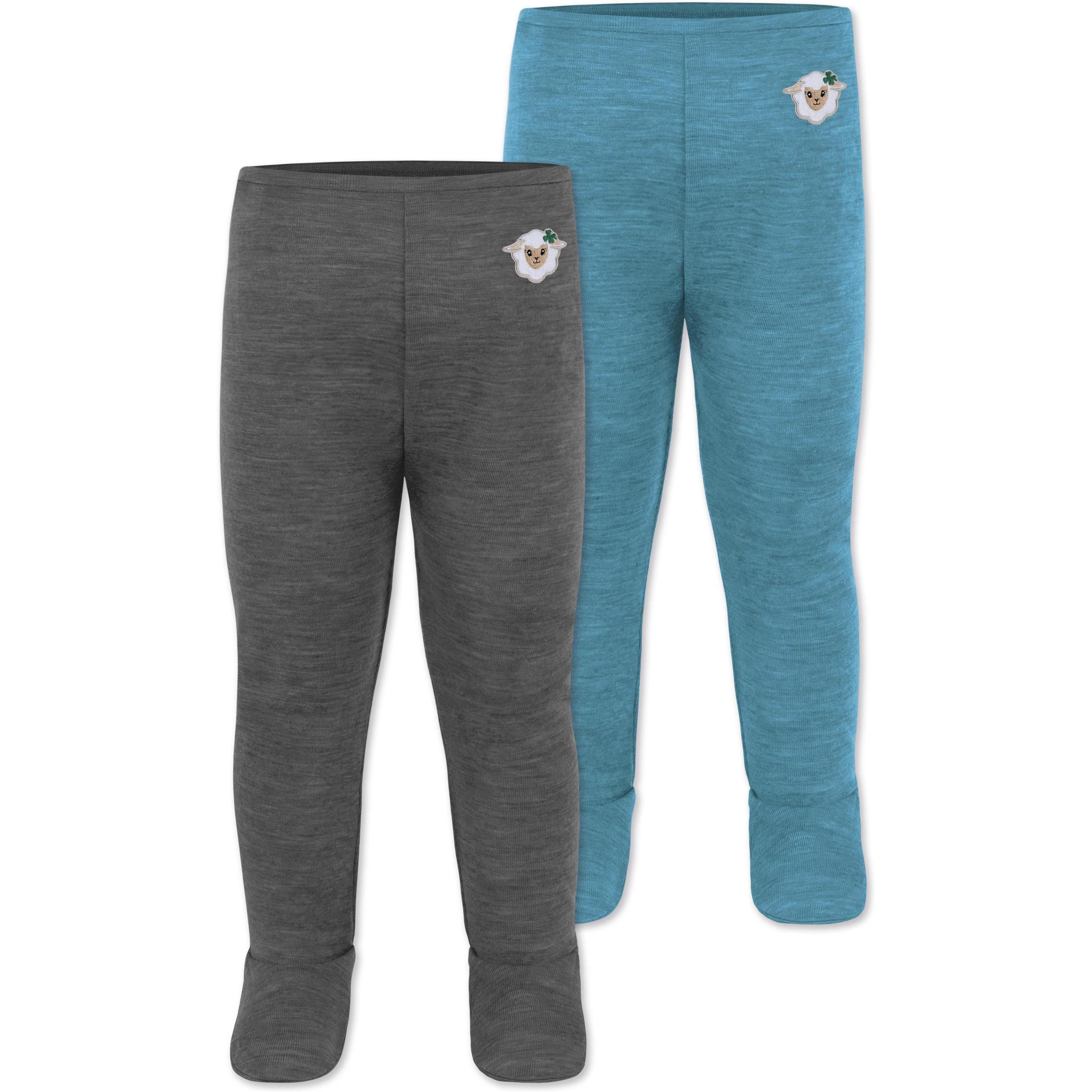 Normani, Herren, Funktionsunterhose, 2er Pack Baby Merino Unterhose mit Füssen - 9539 (56), Blau, 56