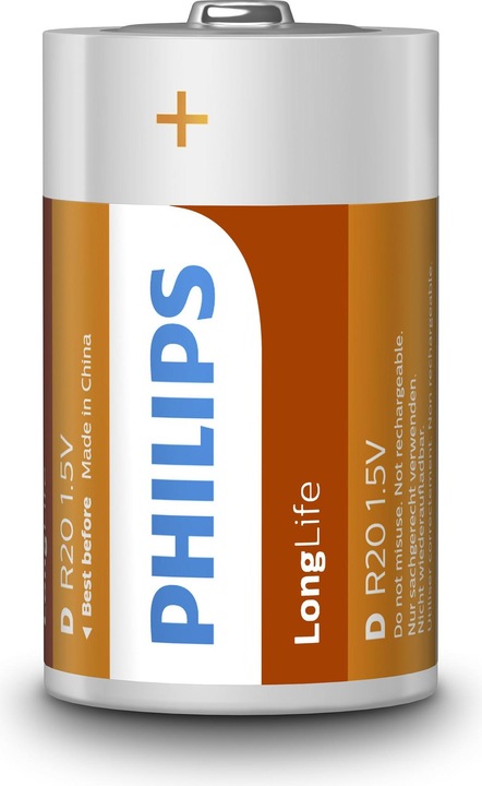 Actual product image ProPlus Philips Longlife batteries D 2 pieces in blister (2 pcs., D)