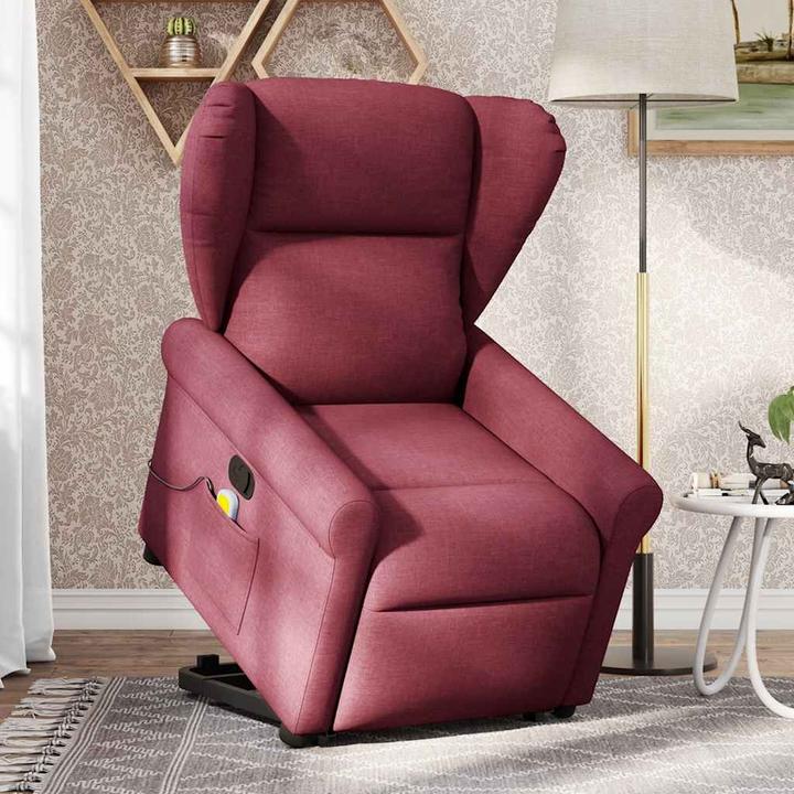 Immagine prodotto VidaXL Poltrona massaggiante con ausilio stand-up in tessuto rosso vino
