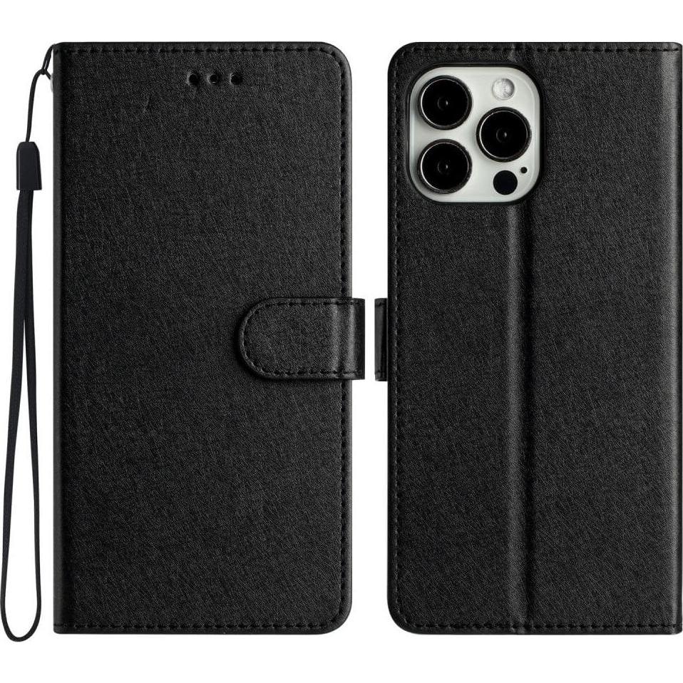 Cover-Discount iPhone 16 Pro - Silk Texture Etui Hülle (Apple iPhone 16 Pro), Smartphone Hülle, Schwarz