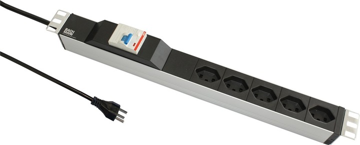 Produktbild Bachmann 19 PDU 5x T23, 1HE, Fi Schalter, Schwarz