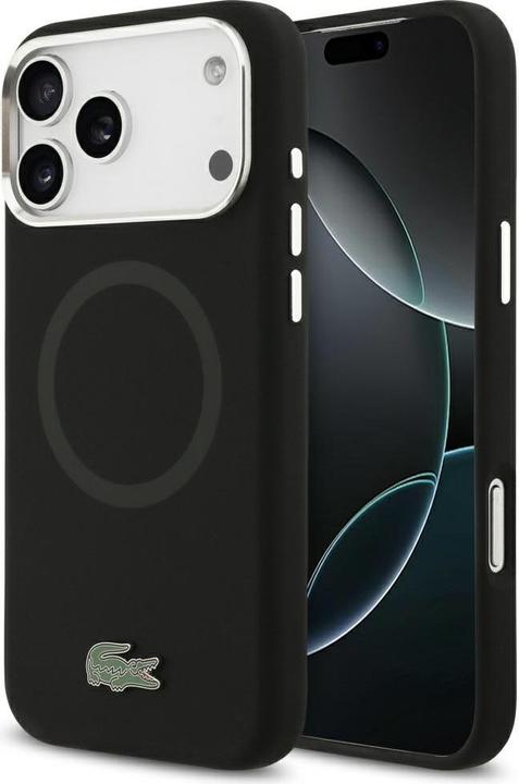 Actual product image Lacoste Silicone Metal Logo MagSafe Case for iPhone 17 Pro Max Black (Apple iPhone 17 Pro Max)