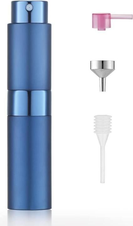 Actual product image Swissdetector Refillable perfume atomizer - Aluminium 8 ml rotating with hidden lid - Blue (Eau de cologne, 8 ml)
