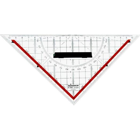 Rumold, Lineal, TZ-Dreieck 22,5cm Acryl transparent mit abnehmbarem Griff (225 mm)