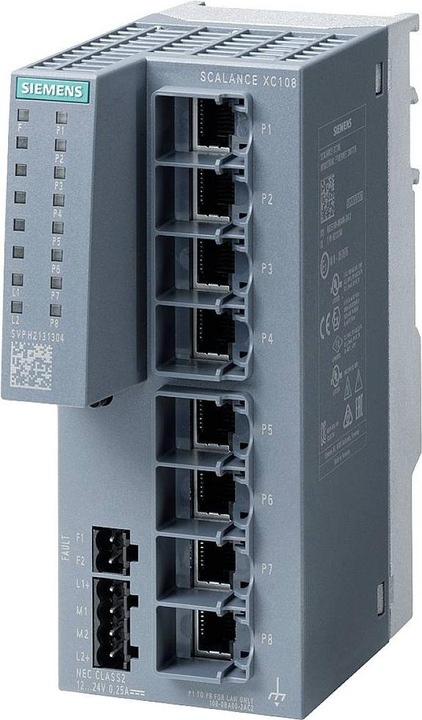 Actual product image Siemens SIEM 6GK5108-0BA00-2AC2 SCALANCE XC108, 8x 10/100MBit/s RJ45 ports (8 Ports)