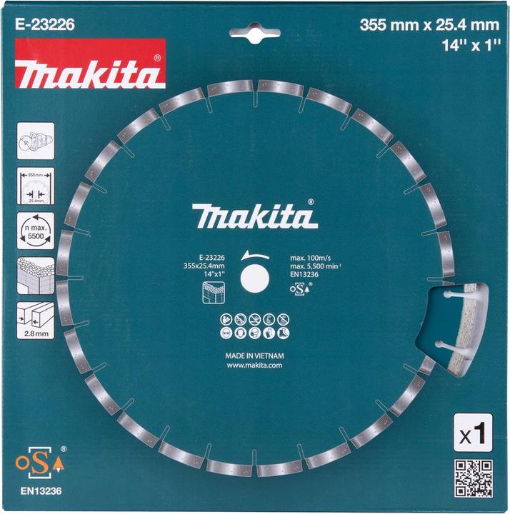 Produktbild Makita Diamanttrennscheibe nass / trocken 355x25,4 mm - E