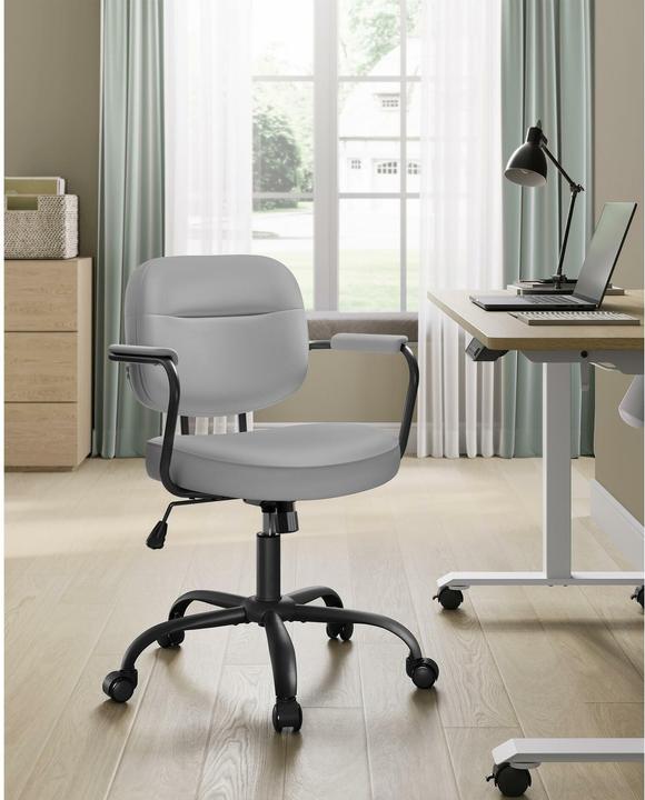 Immagine prodotto Songmics Sedia da ufficio con schienale e braccioli imbottiti, grigio (43 - 53 cm)