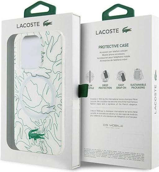 Actual product image Lacoste LCHMP15XUREH iPhone 15 Pro Max 6.7" biały/white hardcase Double Layer Repeat MagSafe (Apple iPhone 15 Pro Max)