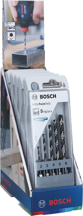 Produktbild Bosch Professional Zubehör HSS PointTeQ Sechskantbohrer-Set in Schaukasten, 5-tlg., 2–6 mm (6 mm)