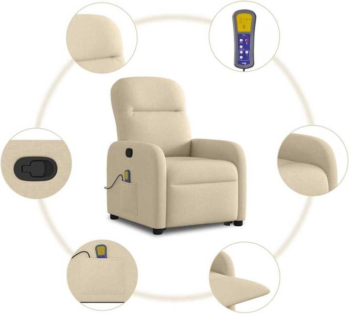 Immagine prodotto VidaXL Poltrona massaggiante con ausilio stand-up in tessuto crema