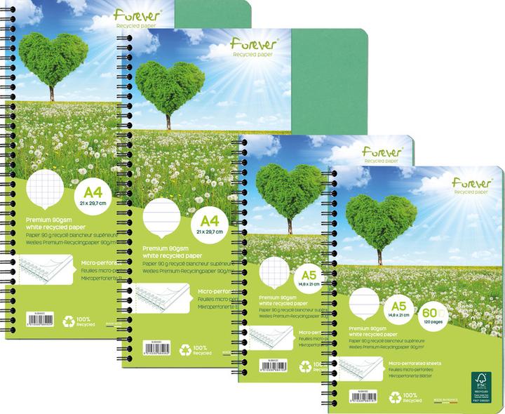 Image du produit Calligaphe Cahier à reliure spirale Forever Premium (A4, Quadrillé, Couverture rigide)