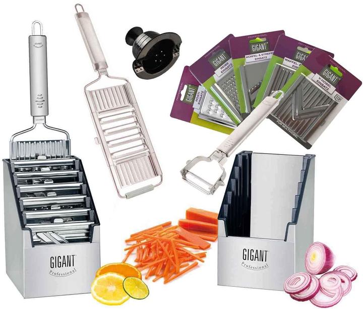 Produktbild Muxel 4-Fach Gigant Gemüsehobel in der Multi-Box mit 5 zusätzlichen Einsätze und Schäler