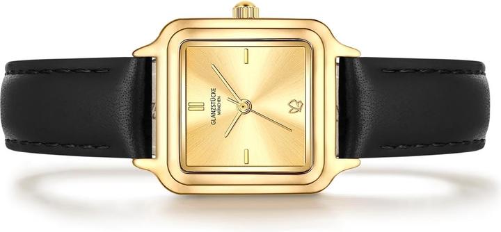 Actual product image Glanzstücke München Damen Quarzuhr gelbgold Echtleder schwarz - 38042 (32 mm)
