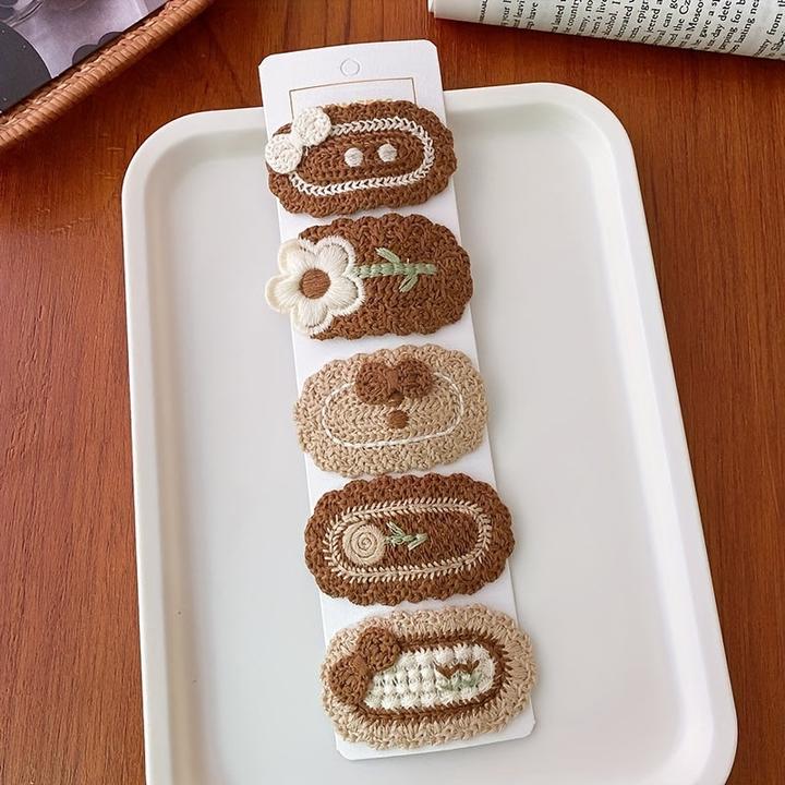 Image du produit Activity Board 5pcs polyvalent tricoté pinces à cheveux fleur douce, couvre-chef mignon (5 pcs)