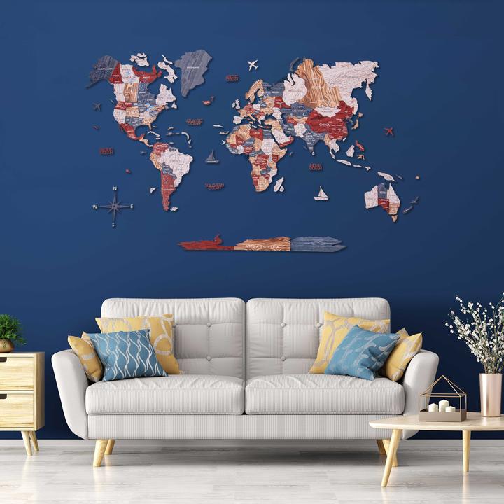Image du produit Enjoy The Wood Carte du monde 3D en bois - Décoration murale - Boho / XL (120 x 200 cm) (120 x 200 cm, 90 x 150 cm)