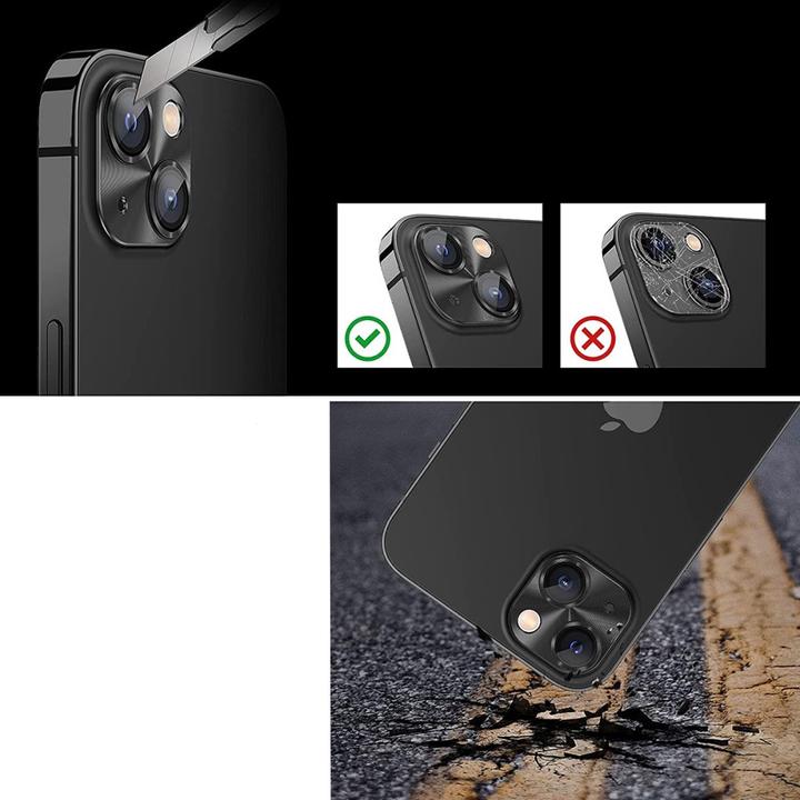 Apfelkiste iPhone 15/15 Plus Alu Kamera Protector mit Glas, Vollschutz, Schwarz (1 Stück, Apple iPhone 15 Plus, Apple iPhone 15)