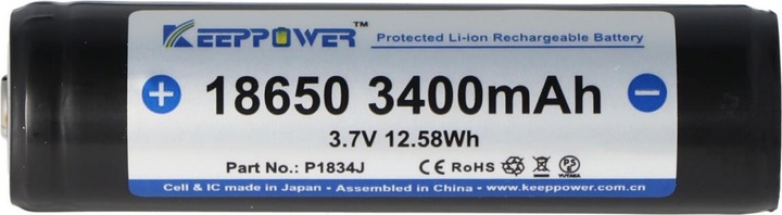 Produktbild Keeppower Akku 18650 geschützt mit PCB (1 Stk., 18650, 3400 mAh)
