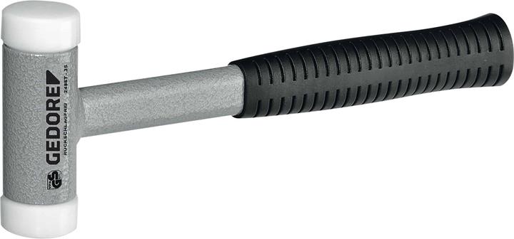 Actual product image Gedore Recoilless soft-face hammer, Ø 40 mm, tubular steel handle, replaceable polyamide heads (800 g)