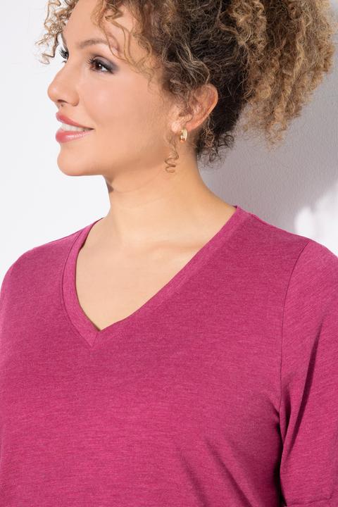 Actual product image Ulla Popken Latin Lettering Short Sleeve V-Neck Tee (46, 48)