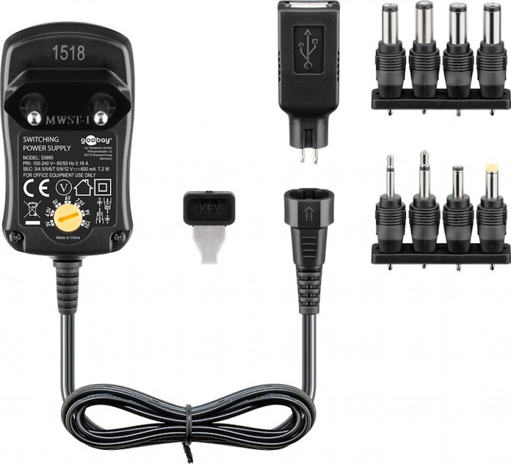 Image du produit Goobay 3 V - 12 V Universal-Netzteil 0.6 A