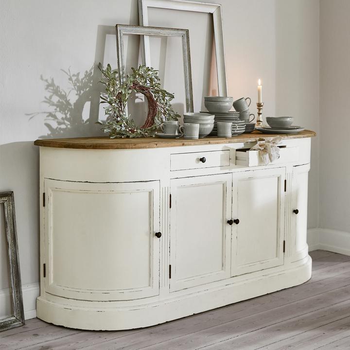Produktbild Loberon Sideboard Louisiana antikweiss/braun (178 x 45 x 85 cm)