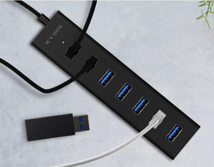 Actual product image Icy Box IB-HUB1700-U3 (USB-A, 7 Ports)