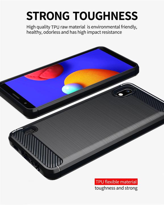 Immagine prodotto Cadorabo TPU Ultra sottile in acciaio inossidabile al carbonio Combi Cover (Samsung Galaxy A10, HTC One M10)