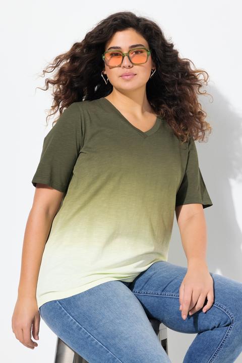 Immagine prodotto Ulla Popken T-shirt classica con gradiente di colore, scollo a V e mezze maniche (46, 48)