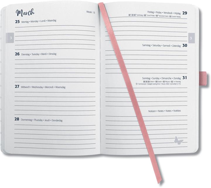 Image du produit Jolie Agenda Feel 2026 J6404 1W/2S soft pink ML A6 (Allemand, Français, Néerlandais, Anglais)