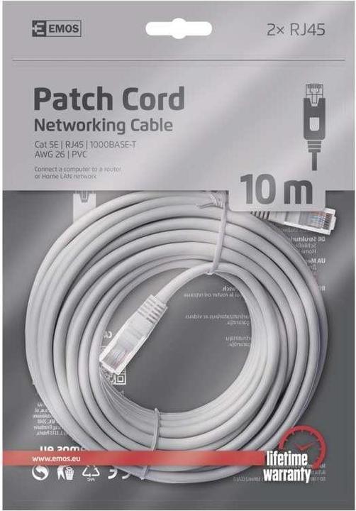 Image du produit Emos CABLE UTP CAT5E LAN 2XRJ45 10M (UTP, CAT5e, 10 m)