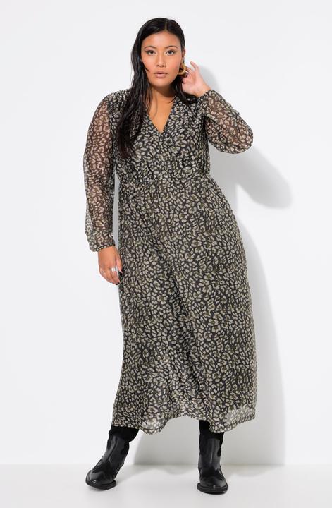 Produktbild Studio Untold Maxi-Meshkleid, A-Line, Leo-Print, Ballonärmel (50, 52)
