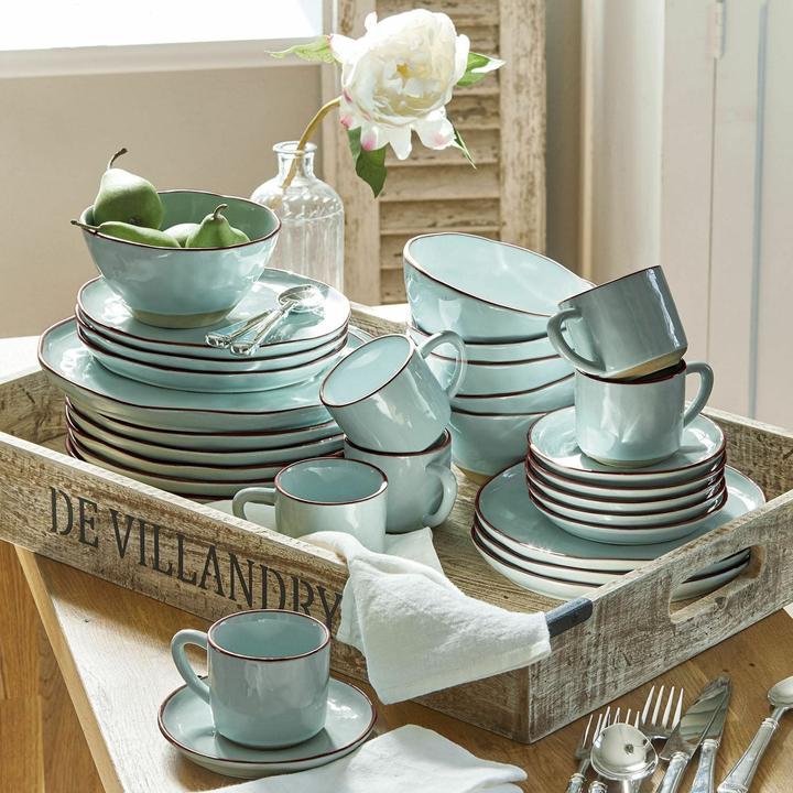 Actual product image Loberon Tableware Set of 30 Biarré turquoise (30 pcs.)